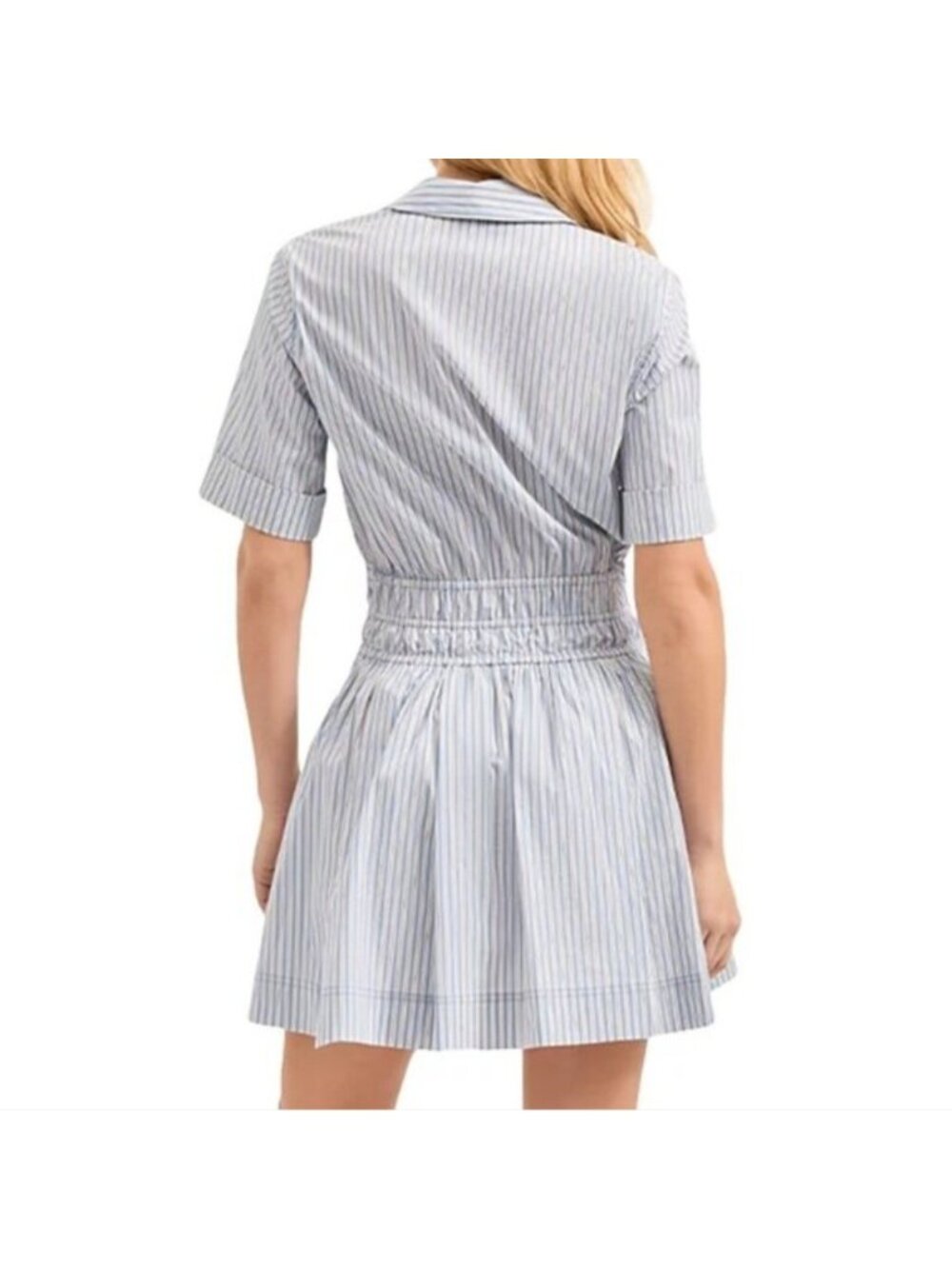 Veronica Beard Susan Stripe Mini Shirtdress Blue Fit Flare Size 8 - Picture 2 of 10